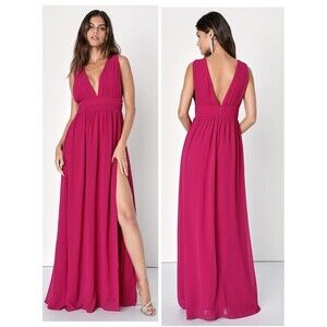 Lulus Heavenly Hues Magenta Maxi Dress Size medium Bridesmaid Wedding Cocktail